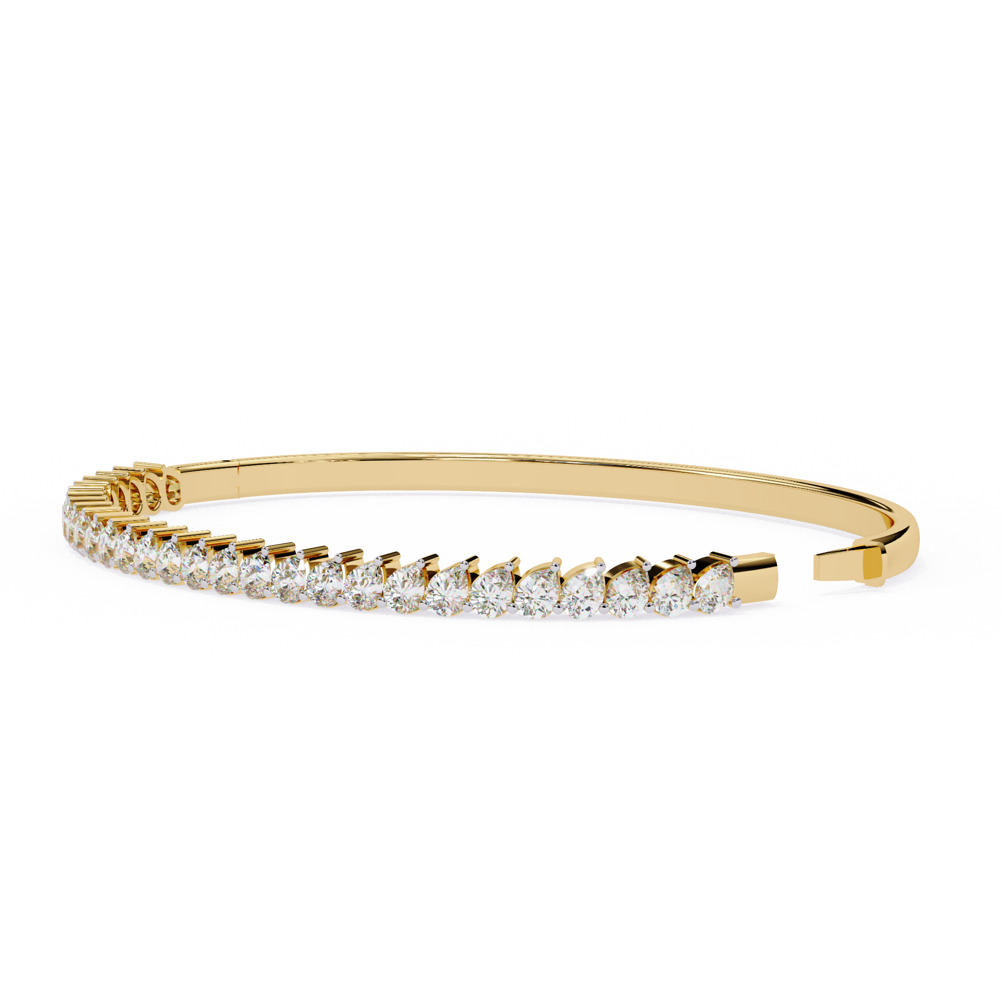 Mira Diamond Bracelet | 18k Solid Gold | Lab Diamond| Half Eternity| Bangle Bracelet